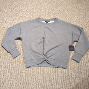 Cynthia Rowley Twist Front Sweatshirt Womens Medium Gray Cropped Crewneck